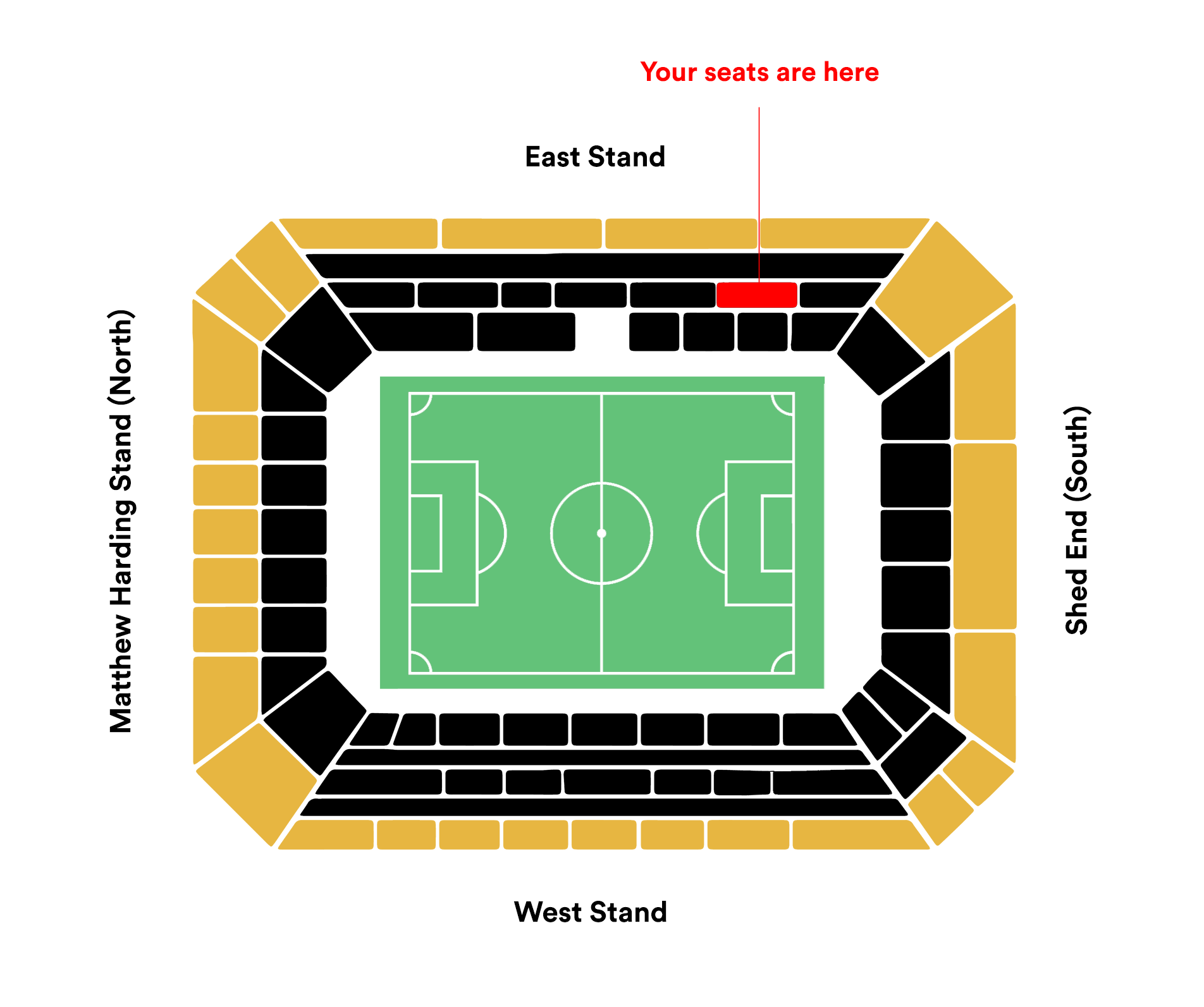 Seatmap for East Stand with Canoville Suite